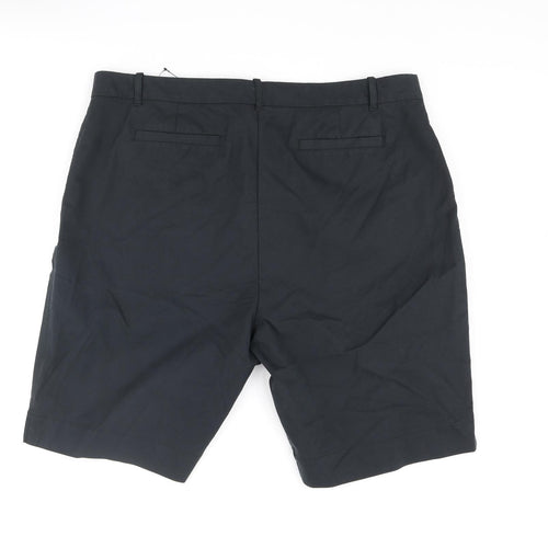 Marks and Spencer Womens Blue Cotton Chino Shorts Size 22 L11 in Regular Zip
