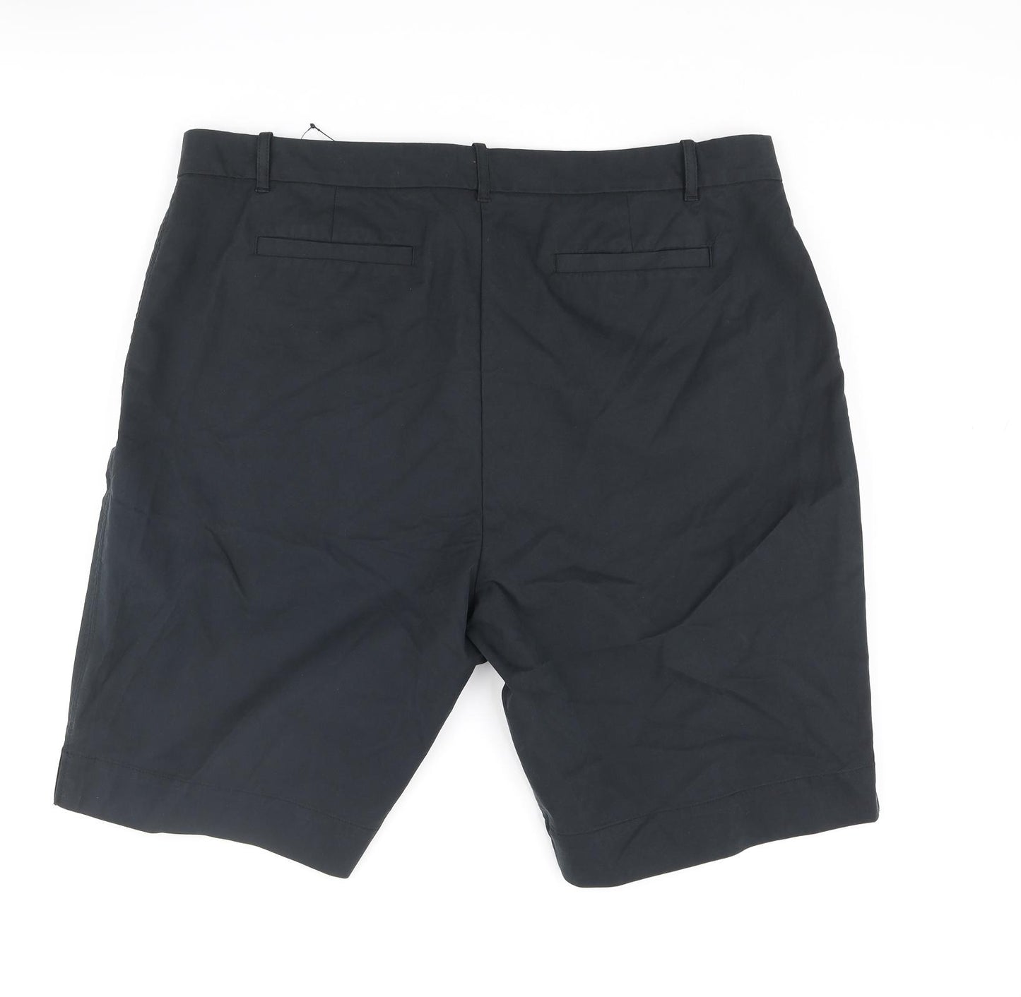Marks and Spencer Womens Blue Cotton Chino Shorts Size 22 L11 in Regular Zip