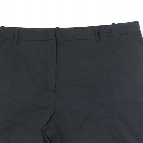 Marks and Spencer Womens Blue Cotton Chino Shorts Size 22 L11 in Regular Zip