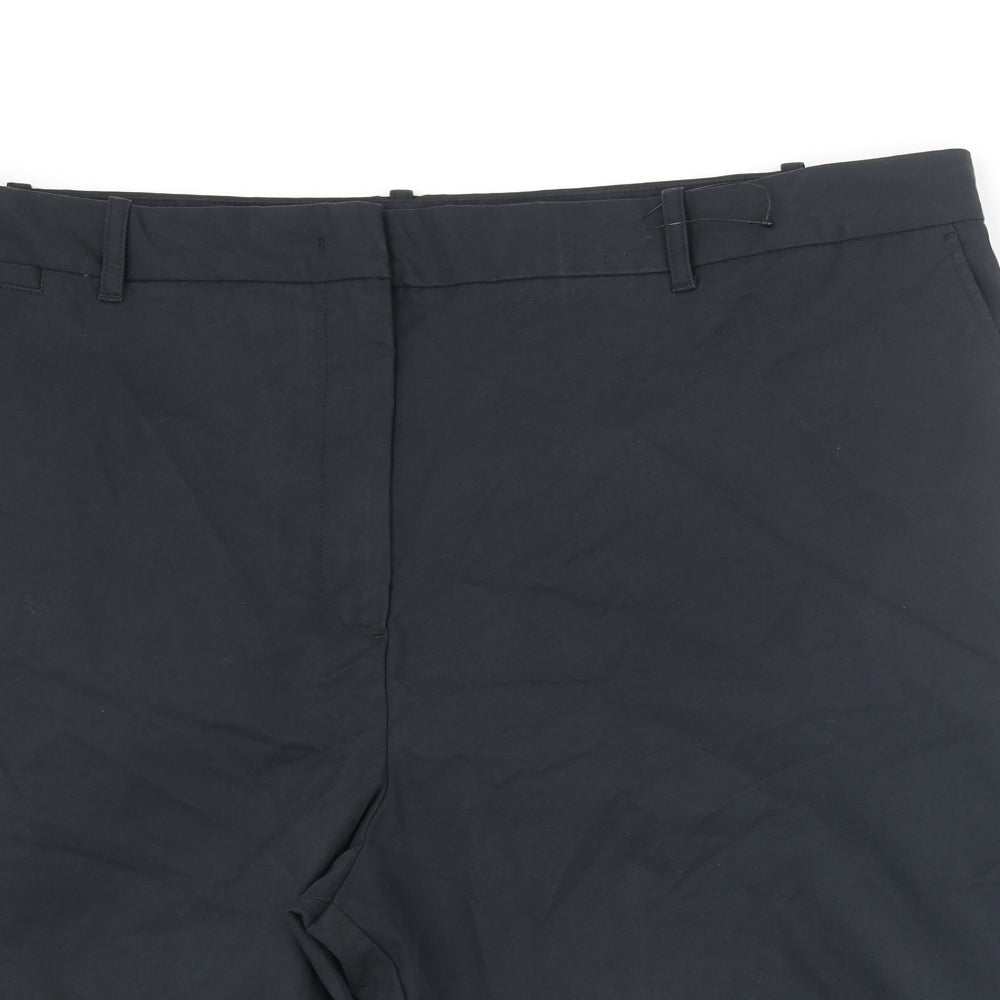 Marks and Spencer Womens Blue Cotton Chino Shorts Size 22 L11 in Regular Zip