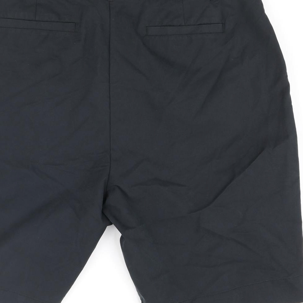 Marks and Spencer Womens Blue Cotton Chino Shorts Size 22 L11 in Regular Zip