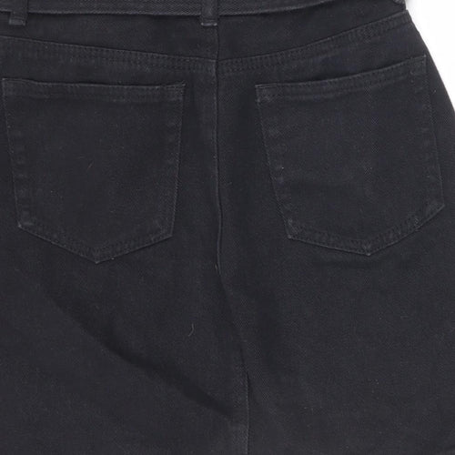 PRETTYLITTLETHING Womens Black Cotton Mini Skirt Size 8 Zip - Belted