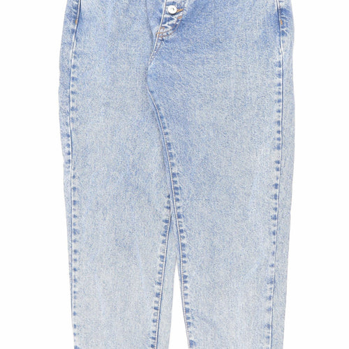 Pull&Bear Womens Blue Cotton Mom Jeans Size 10 L25 in Regular Zip