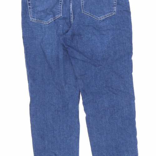 Per Una Womens Blue Cotton Straight Jeans Size 14 L27 in Regular Zip