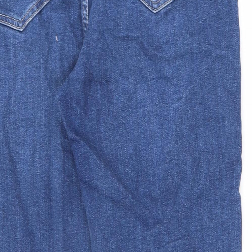 Per Una Womens Blue Cotton Straight Jeans Size 14 L27 in Regular Zip