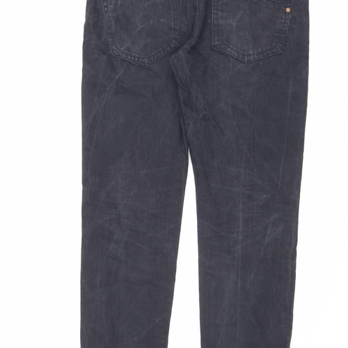 JACK & JONES Mens Black Cotton Straight Jeans Size 34 in L32 in Regular Button