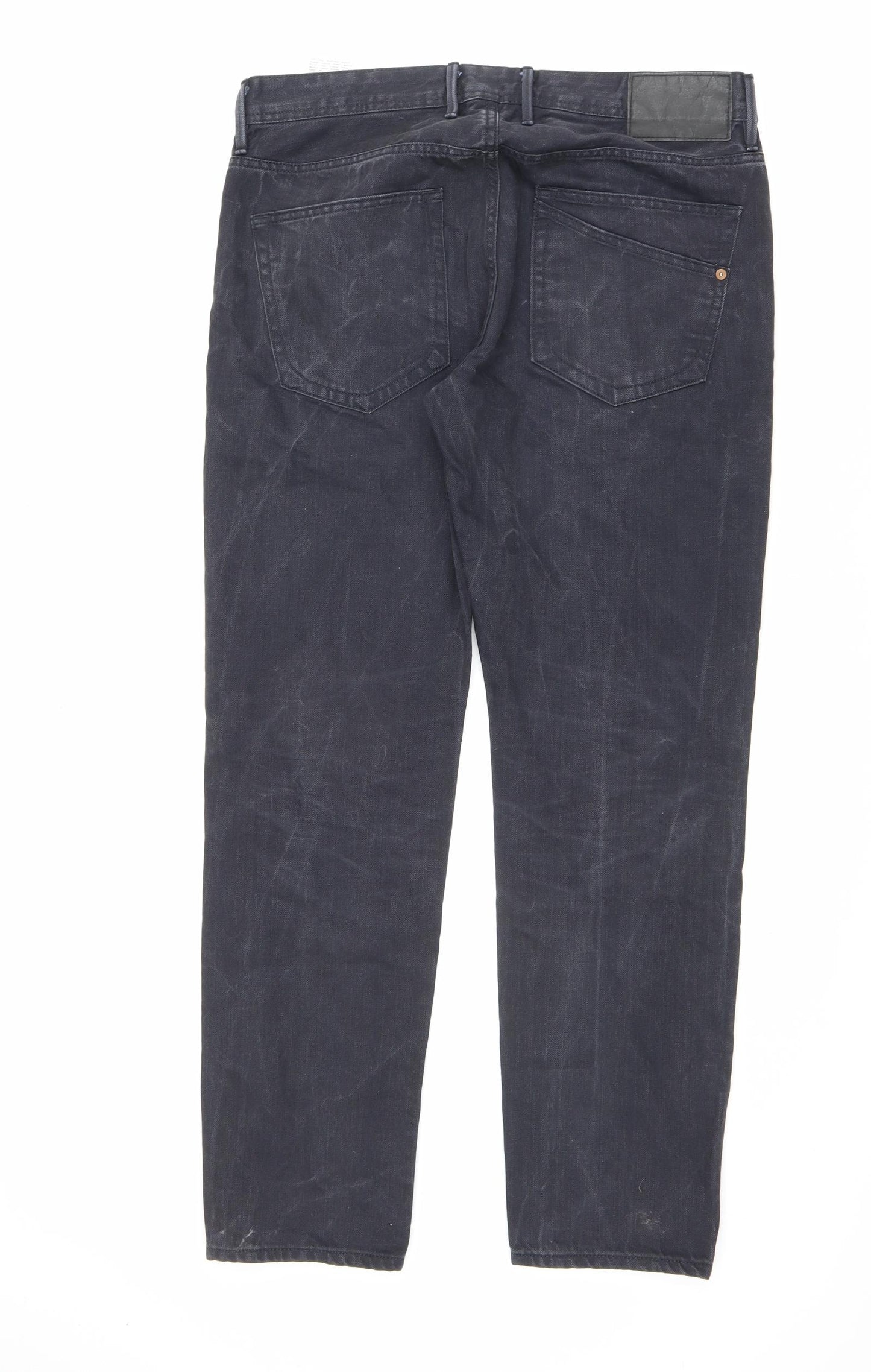 JACK & JONES Mens Black Cotton Straight Jeans Size 34 in L32 in Regular Button