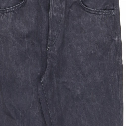 JACK & JONES Mens Black Cotton Straight Jeans Size 34 in L32 in Regular Button