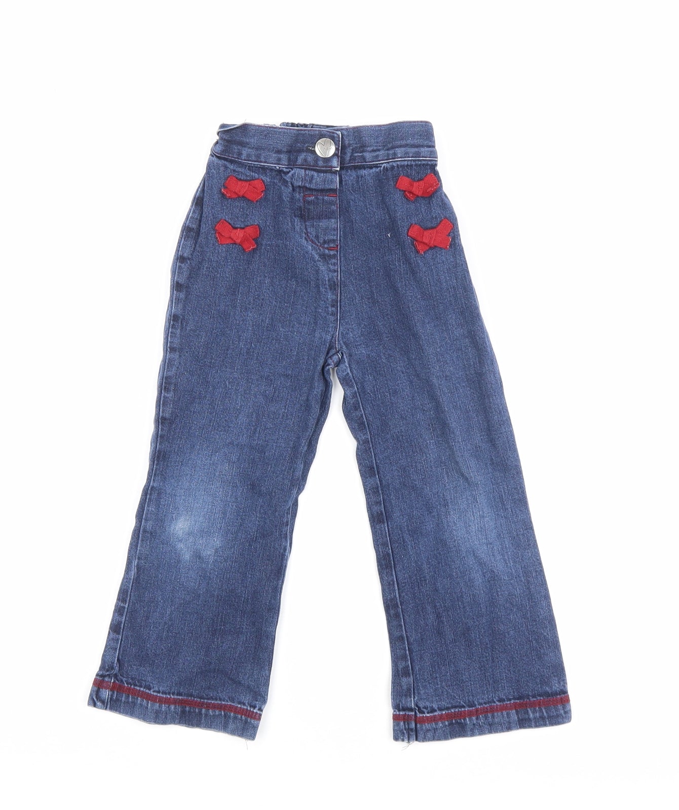NEXT Girls Blue Cotton Wide-Leg Jeans Size 2-3 Years Regular Button
