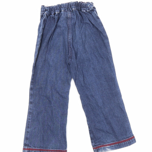 NEXT Girls Blue Cotton Wide-Leg Jeans Size 2-3 Years Regular Button