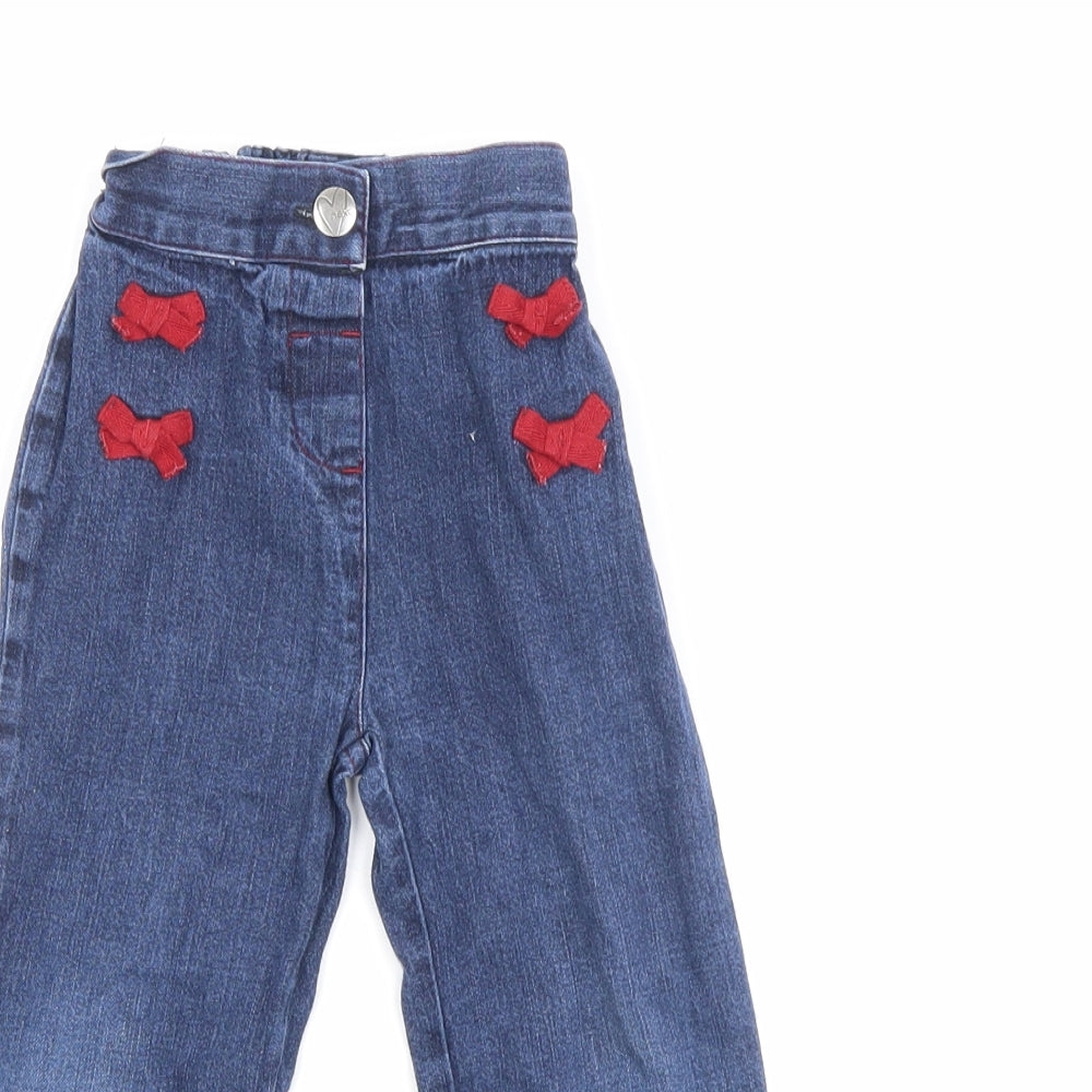 NEXT Girls Blue Cotton Wide-Leg Jeans Size 2-3 Years Regular Button