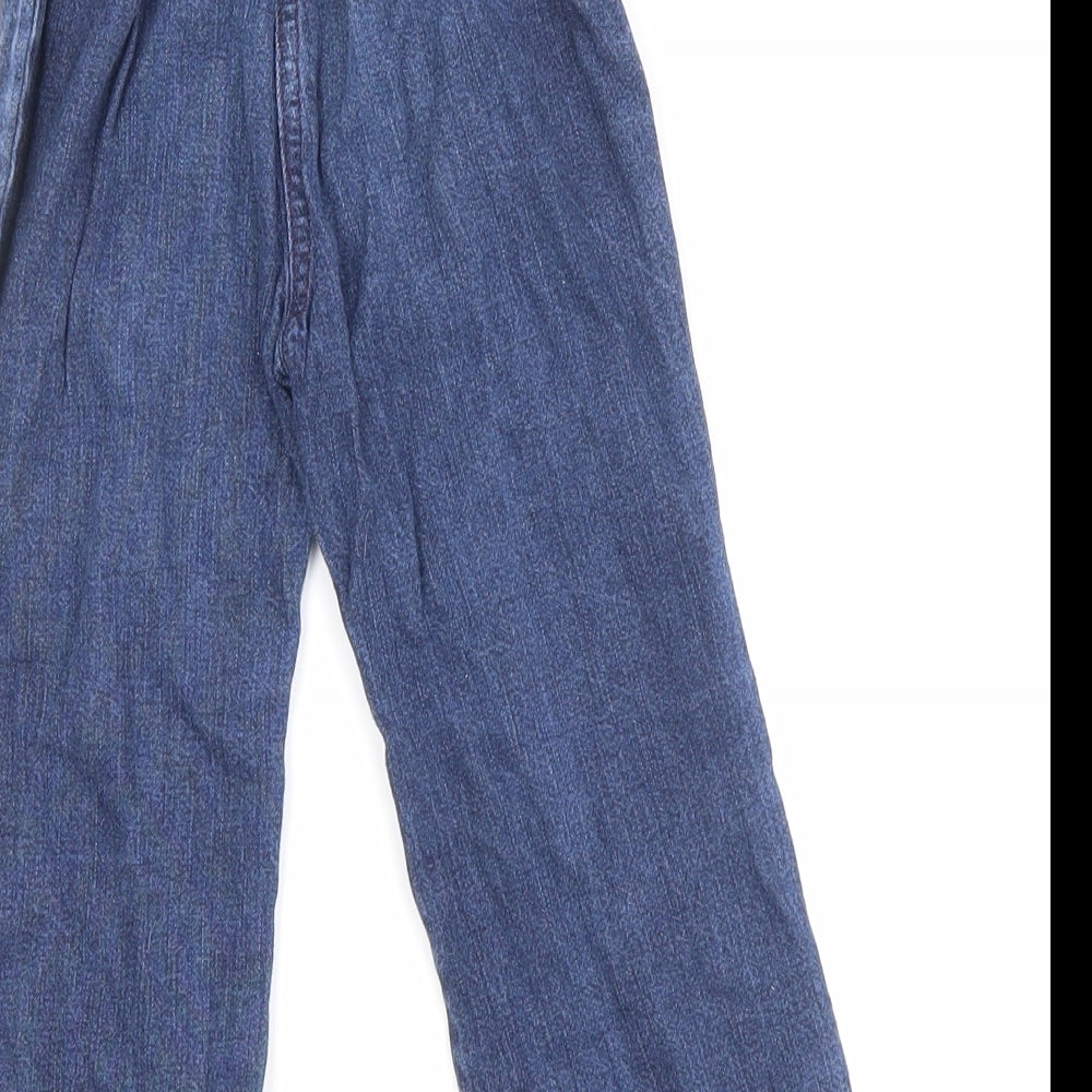 NEXT Girls Blue Cotton Wide-Leg Jeans Size 2-3 Years Regular Button