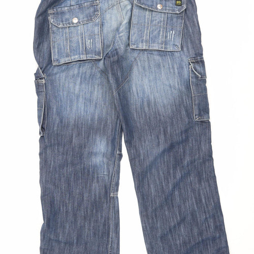 Drunk Punk Mens Blue Cotton Straight Jeans Size 34 in L32 in Regular Button - Cargo