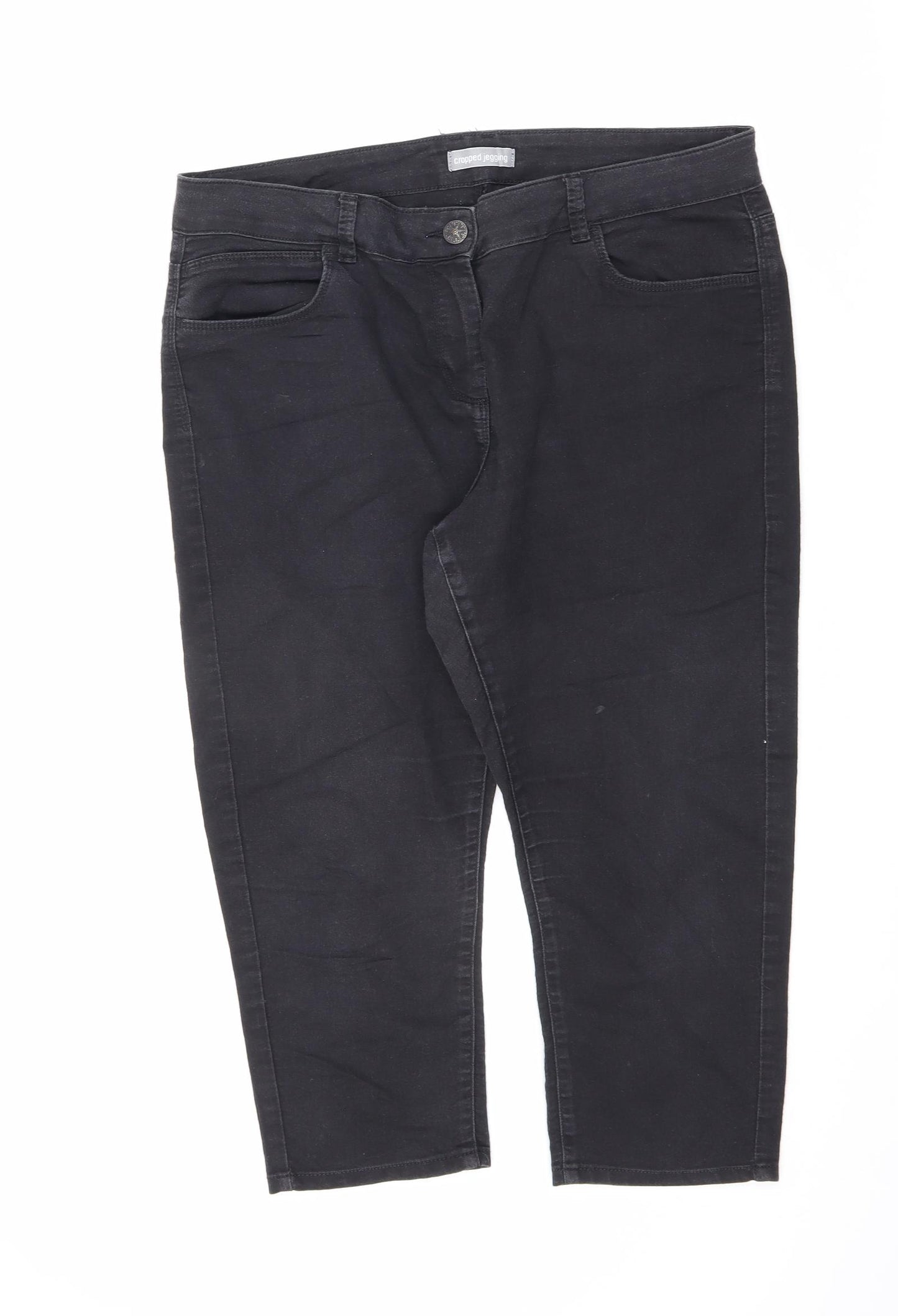 Marks and Spencer Womens Black Cotton Jegging Jeans Size 18 L20 in Regular Zip