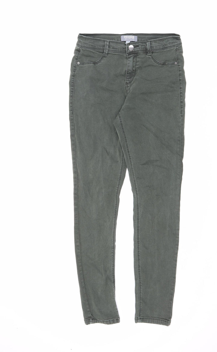 Frankie Womens Green Cotton Skinny Jeans Size 8 L27 in Slim Zip