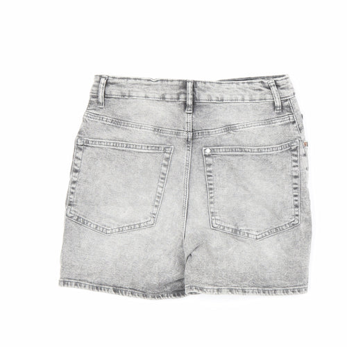 H&M Womens Grey Cotton Bermuda Shorts Size 12 L4 in Regular Zip