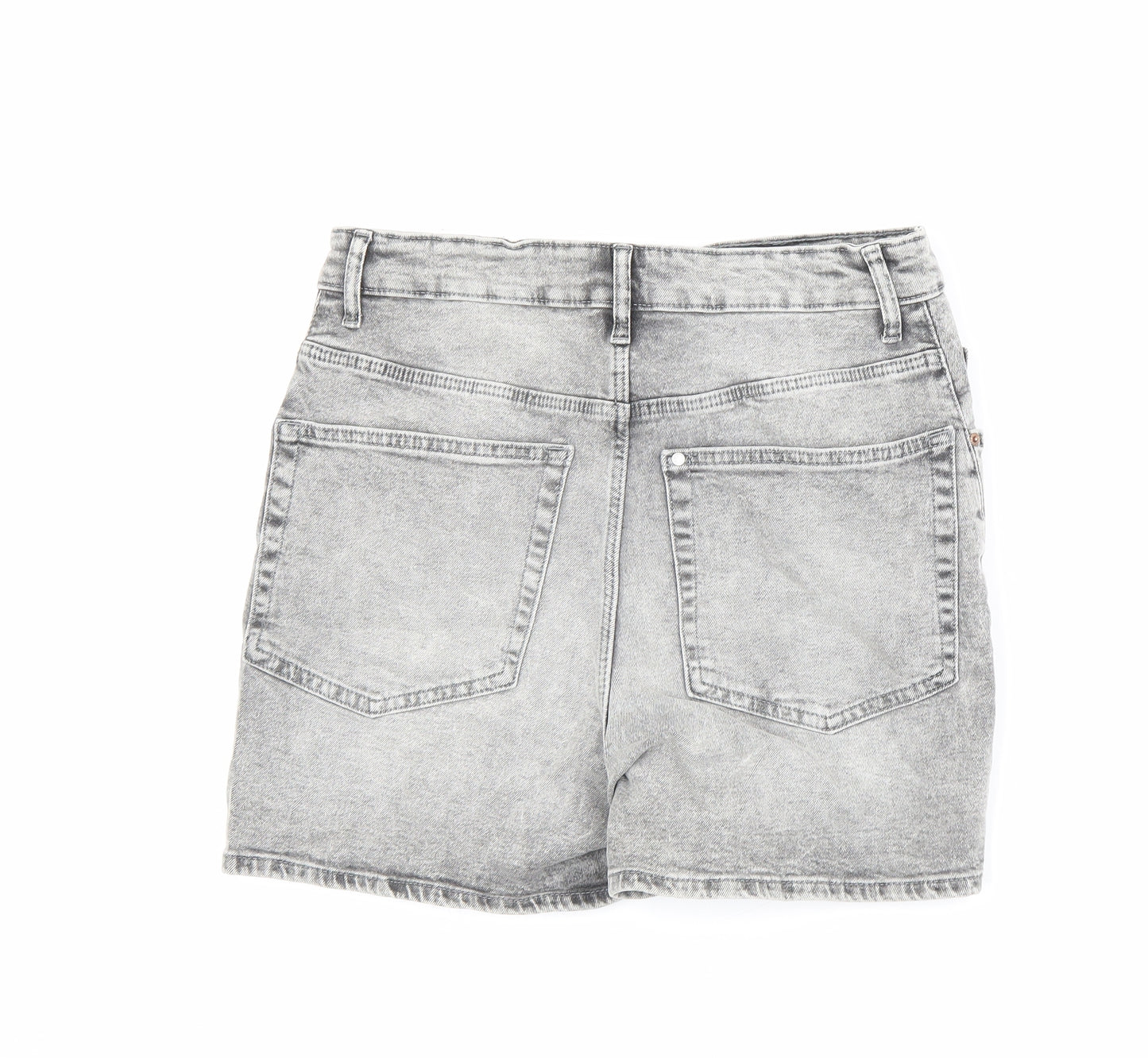 H&M Womens Grey Cotton Bermuda Shorts Size 12 L4 in Regular Zip
