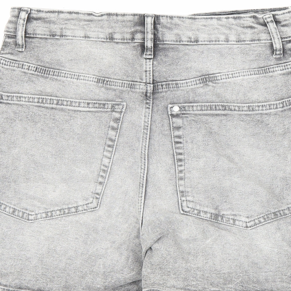 H&M Womens Grey Cotton Bermuda Shorts Size 12 L4 in Regular Zip