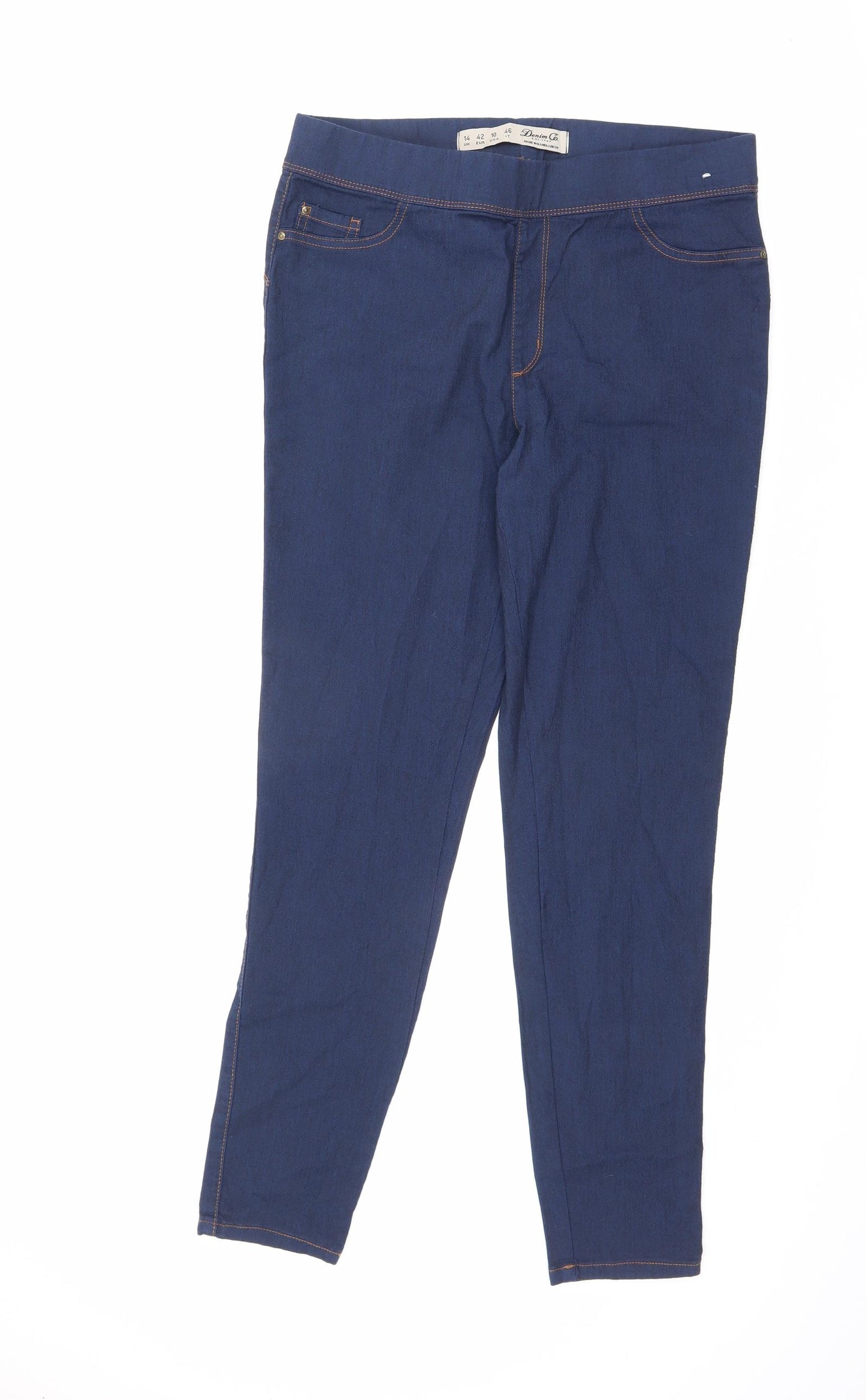 Denim & Co. Womens Blue Cotton Jegging Jeans Size 14 L30 in Regular - Elastic Waist