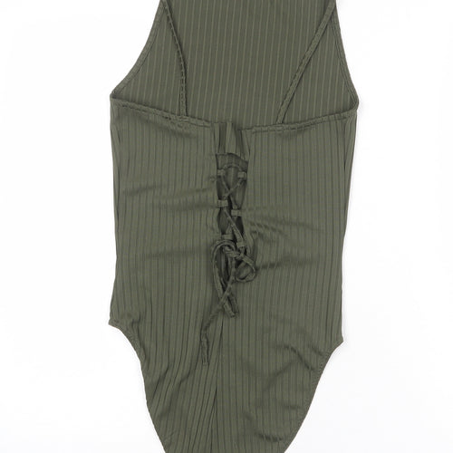 River Island Womens Green Polyester Bodysuit One-Piece Size 10 Snap - Lace Up Detail