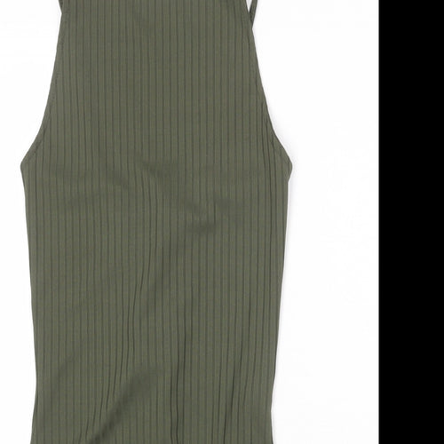 River Island Womens Green Polyester Bodysuit One-Piece Size 10 Snap - Lace Up Detail