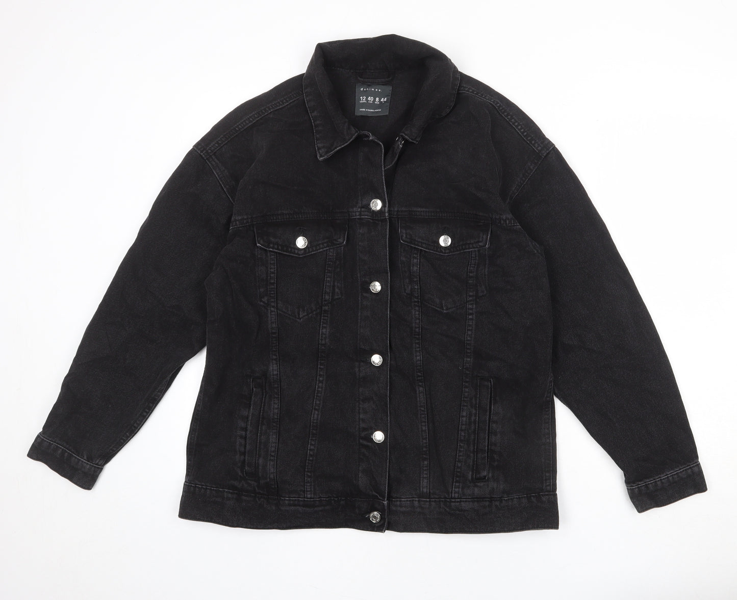 Denim & Co. Womens Black Jacket Size 12 Button