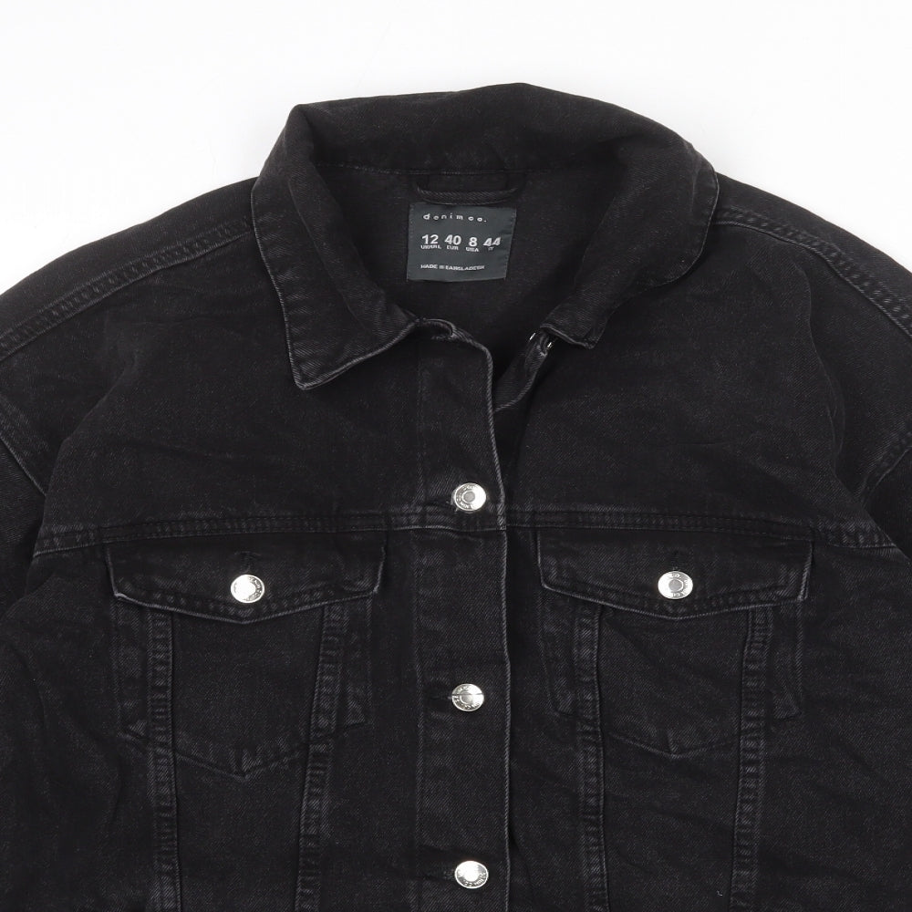 Denim & Co. Womens Black Jacket Size 12 Button