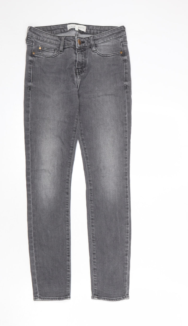La Petite Française Womens Grey Cotton Skinny Jeans Size 8 L25 in Regular Zip