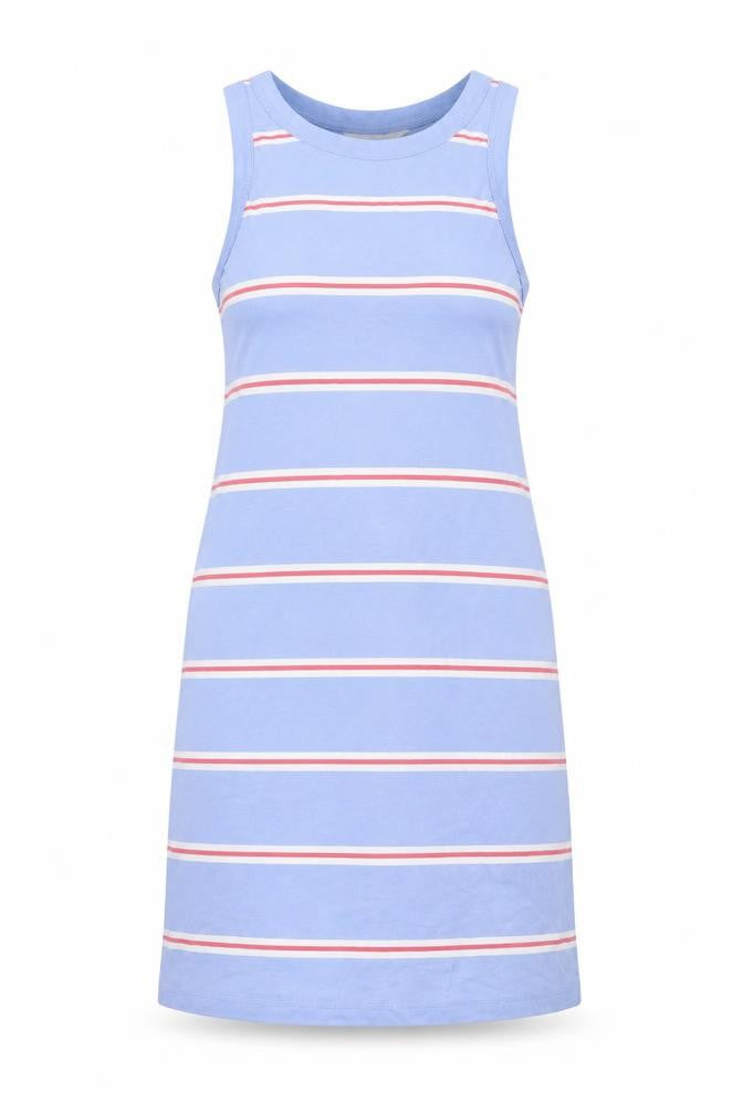 Marks and Spencer Womens Blue Striped Cotton Tank Dress Size S Round Neck Pullover