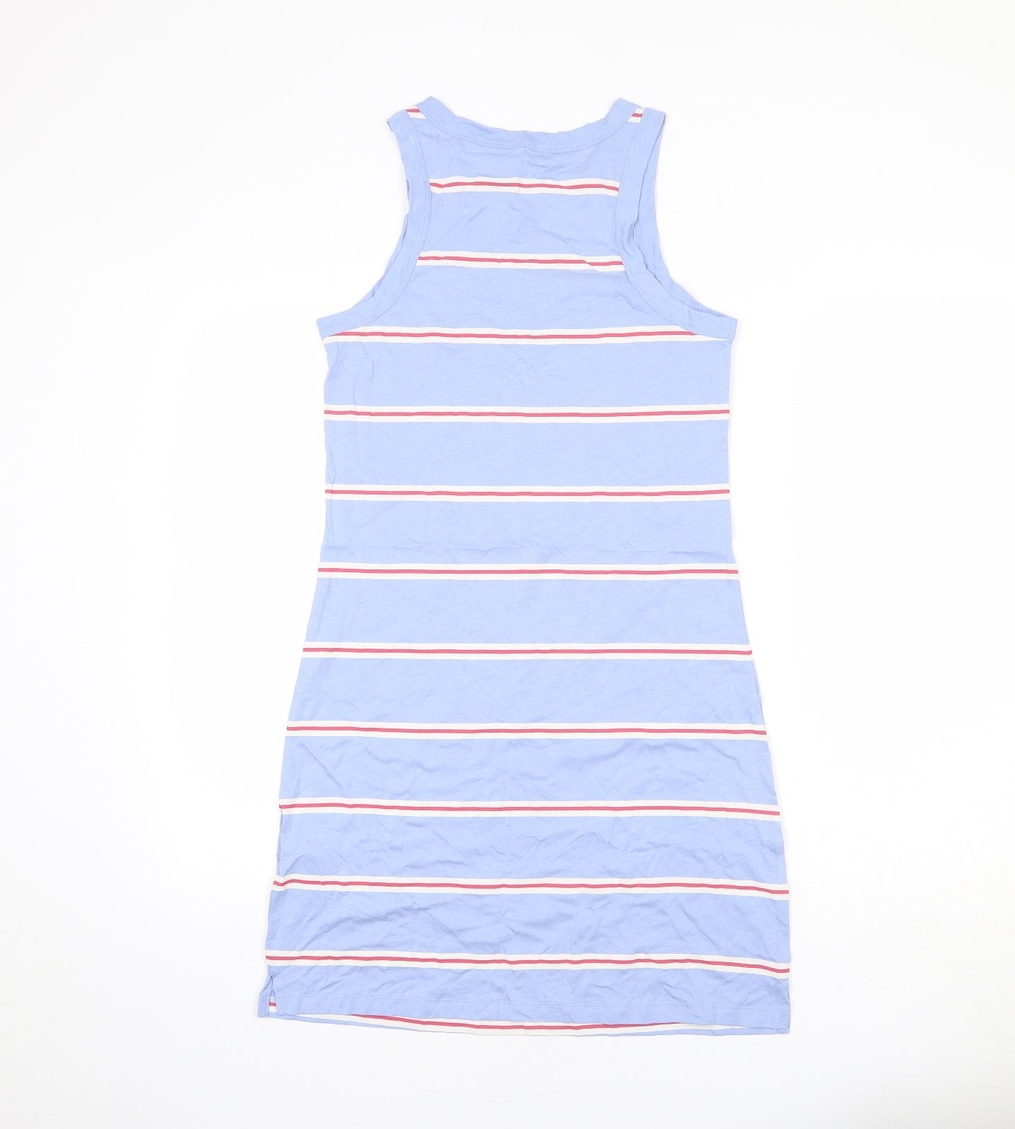 Marks and Spencer Womens Blue Striped Cotton Tank Dress Size S Round Neck Pullover