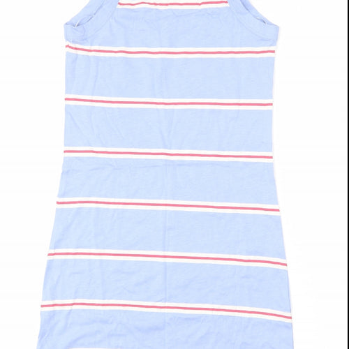 Marks and Spencer Womens Blue Striped Cotton Tank Dress Size S Round Neck Pullover