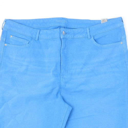 Marks and Spencer Womens Blue Cotton Bermuda Shorts Size 22 L12 in Regular Zip