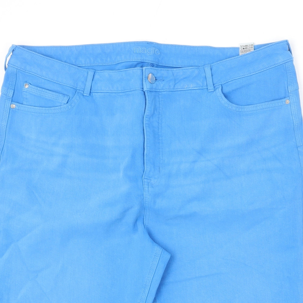 Marks and Spencer Womens Blue Cotton Bermuda Shorts Size 22 L12 in Regular Zip
