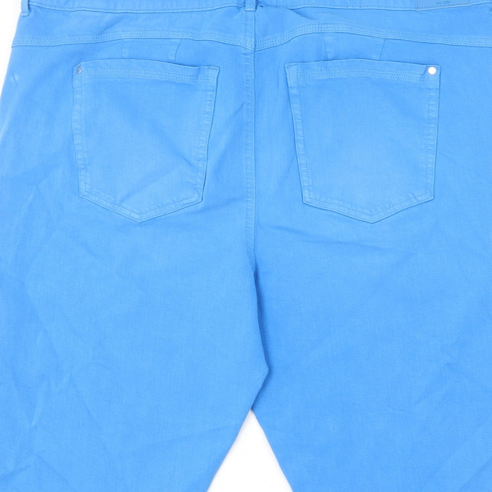 Marks and Spencer Womens Blue Cotton Bermuda Shorts Size 22 L12 in Regular Zip