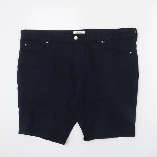Marks and Spencer Mens Blue Cotton Bermuda Shorts Size 44 in L9 in Regular Zip