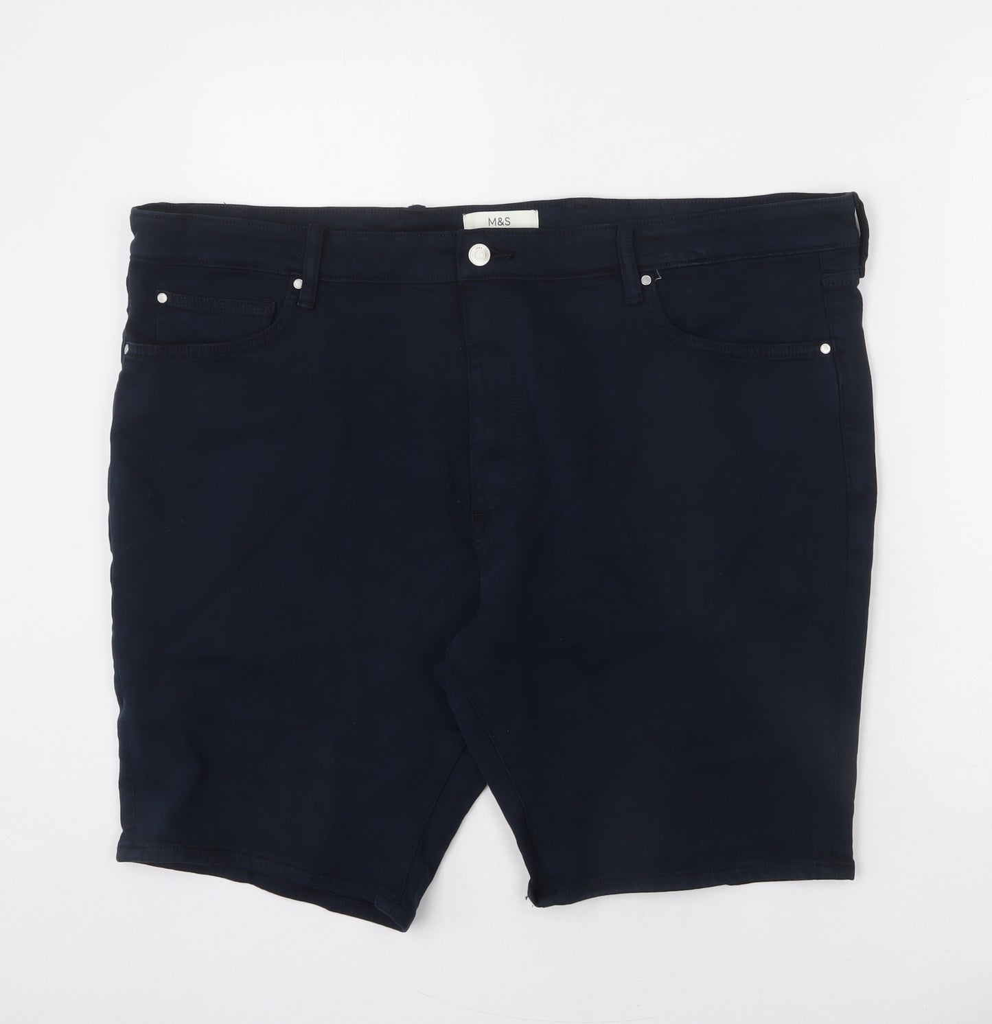 Marks and Spencer Mens Blue Cotton Bermuda Shorts Size 44 in L9 in Regular Zip