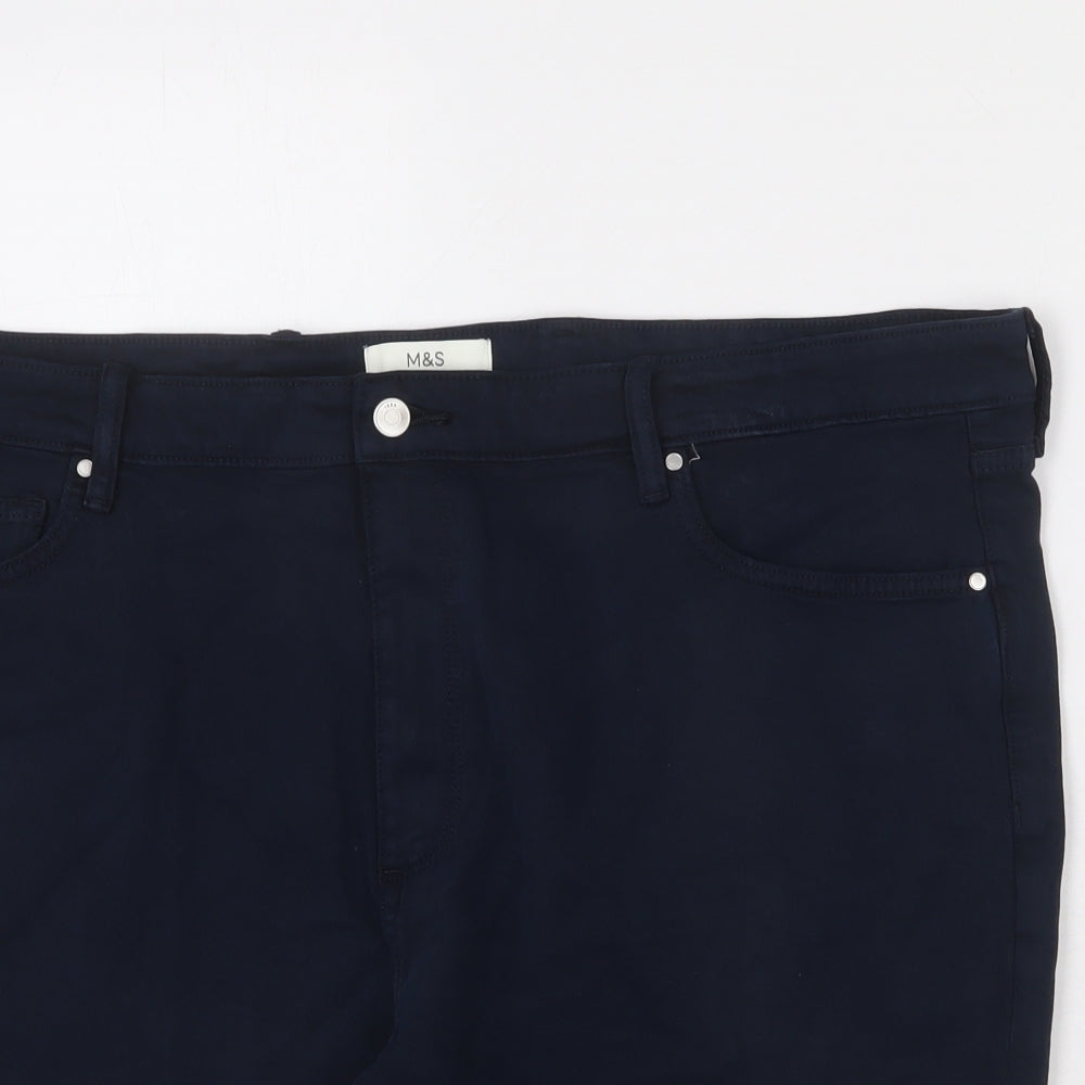 Marks and Spencer Mens Blue Cotton Bermuda Shorts Size 44 in L9 in Regular Zip