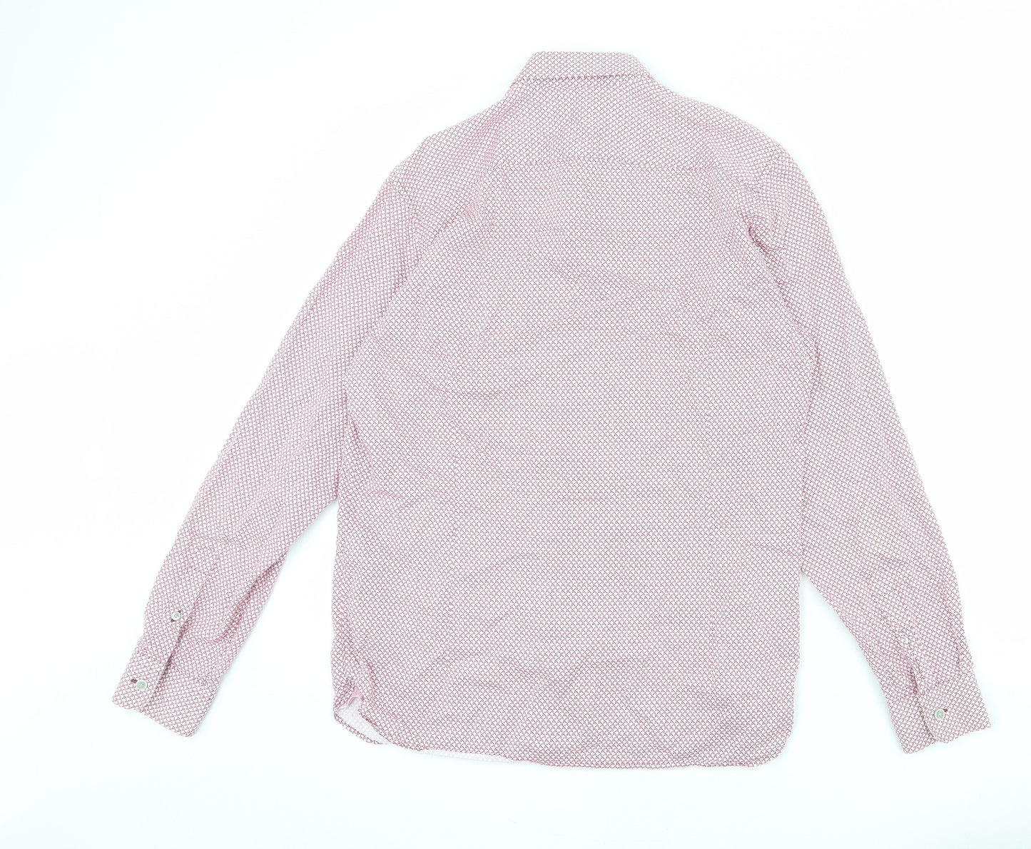 Ted Baker Mens Purple Geometric Cotton Button-Up Size L Collared Button - 4 = L UK