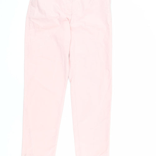 Marks and Spencer Womens Pink Cotton Chino Trousers Size 9 Months L27 in Regular Zip