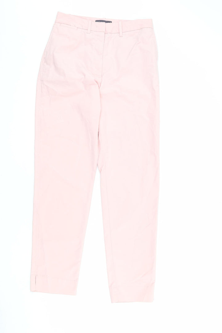 Marks and Spencer Womens Pink Cotton Chino Trousers Size 9 Months L27 in Regular Zip