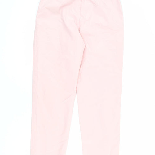 Marks and Spencer Womens Pink Cotton Chino Trousers Size 9 Months L27 in Regular Zip