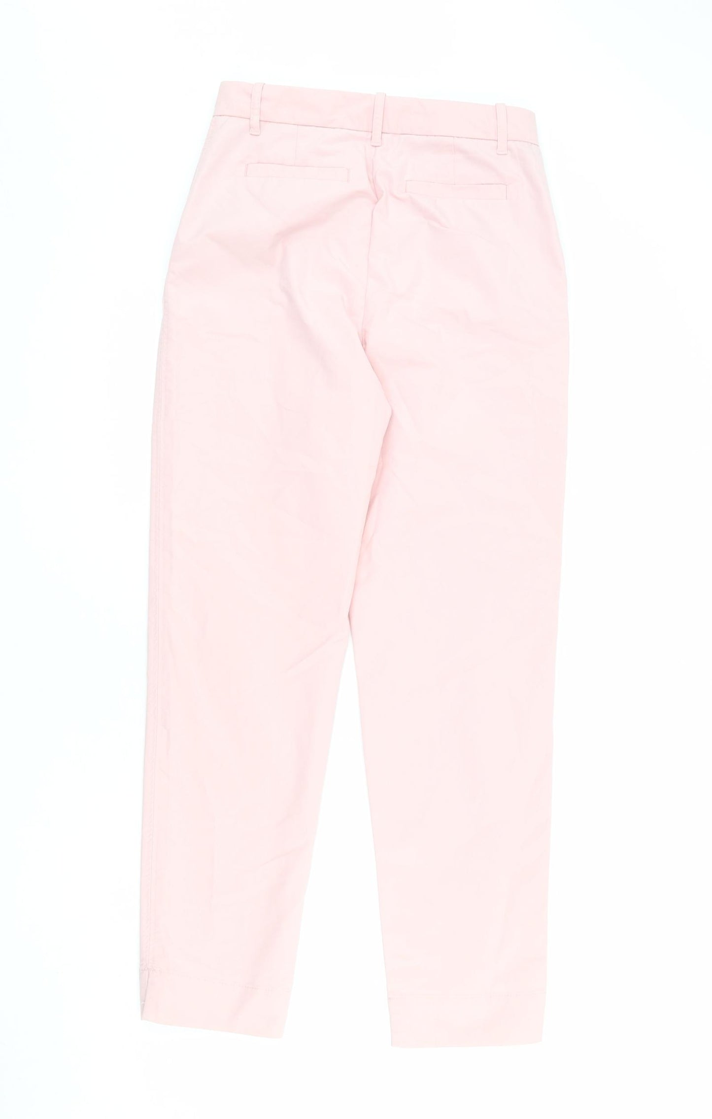 Marks and Spencer Womens Pink Cotton Chino Trousers Size 9 Months L27 in Regular Zip