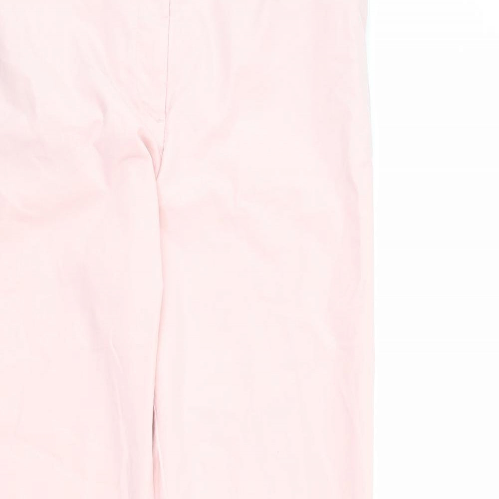 Marks and Spencer Womens Pink Cotton Chino Trousers Size 9 Months L27 in Regular Zip