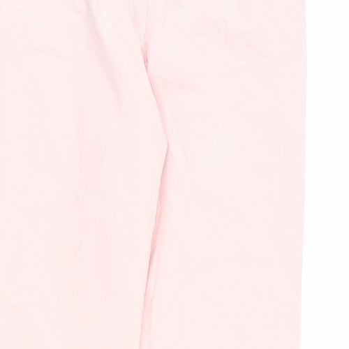 Marks and Spencer Womens Pink Cotton Chino Trousers Size 9 Months L27 in Regular Zip