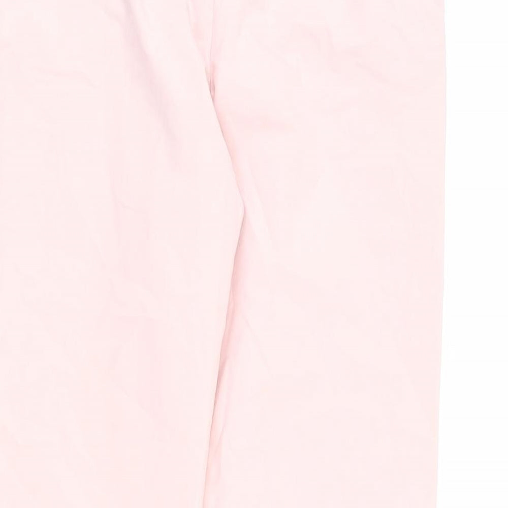 Marks and Spencer Womens Pink Cotton Chino Trousers Size 9 Months L27 in Regular Zip