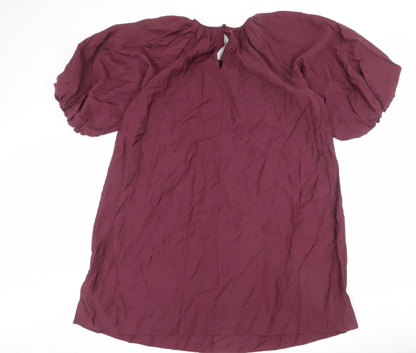 Marks and Spencer Womens Red Viscose Shift Size 16 Scoop Neck Button