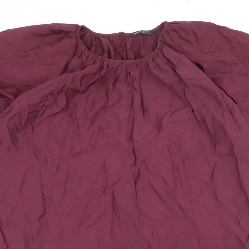 Marks and Spencer Womens Red Viscose Shift Size 16 Scoop Neck Button