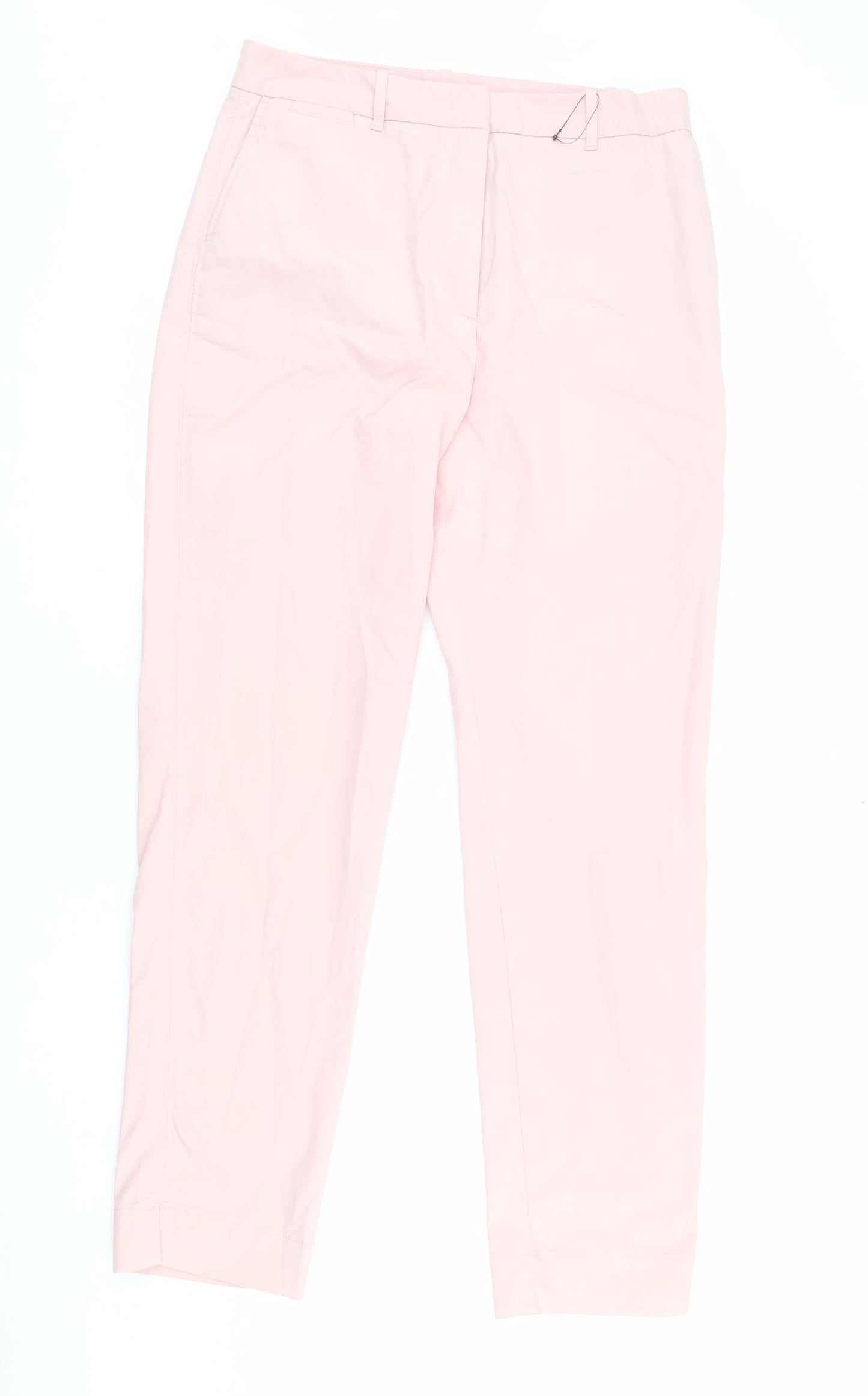 Marks and Spencer Womens Pink Cotton Chino Trousers Size 12 L30 in Regular Zip
