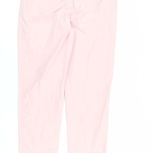 Marks and Spencer Womens Pink Cotton Chino Trousers Size 12 L30 in Regular Zip