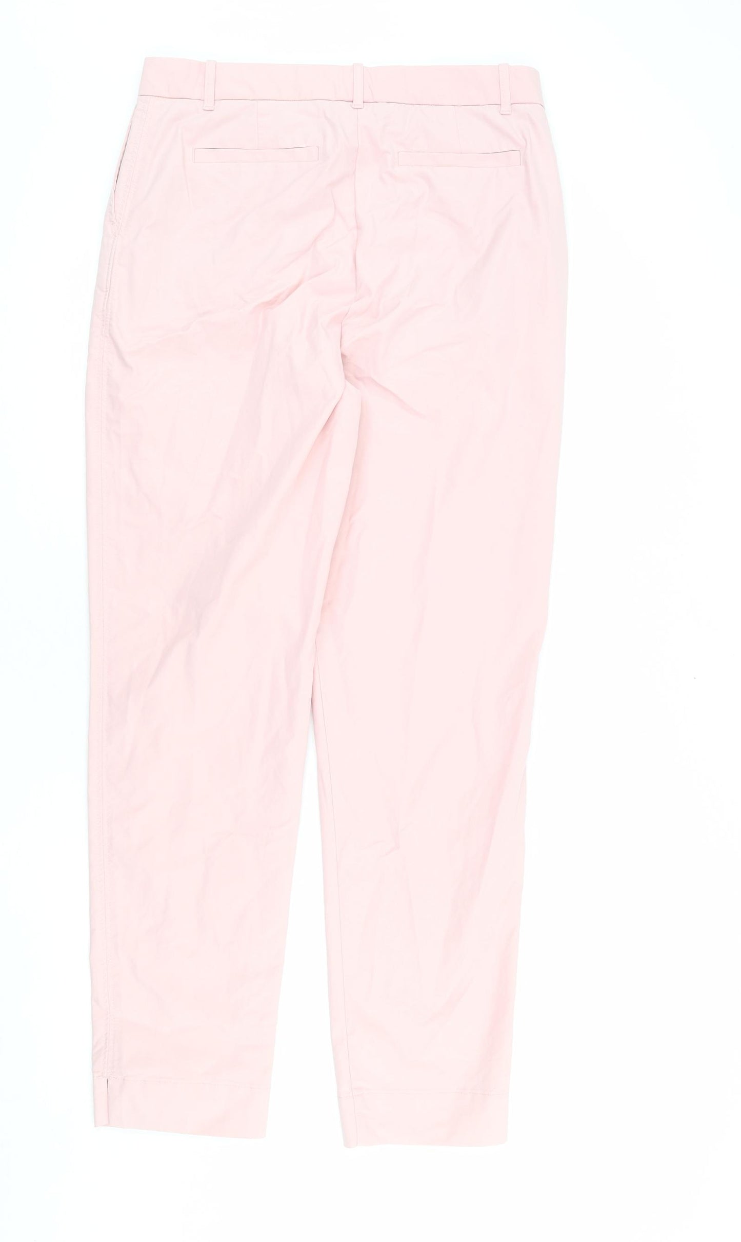 Marks and Spencer Womens Pink Cotton Chino Trousers Size 12 L30 in Regular Zip